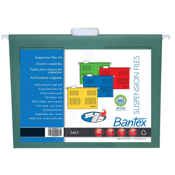 Bantex Suspension Files A4 Retail Pack Dark Green - 10 Pack