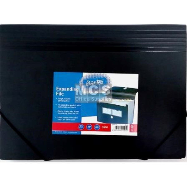 BANTEX Expanding File Polyprop (13 Partitions) - Black
