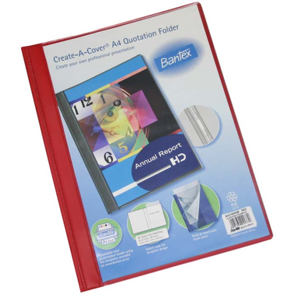 Bantex Create-A-Cover A4 Quotation Folder Red Bantex Create-A-Cover A4 Quotation Folder Red
