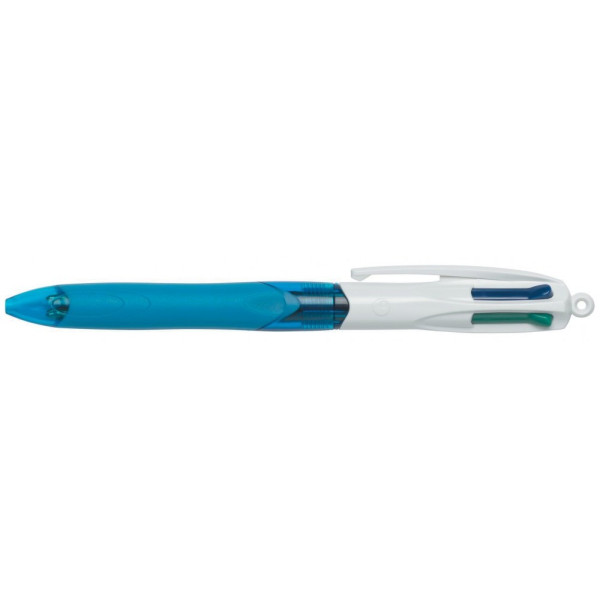 BIC 4 Colour Medium Grip Ballpoint Pen showing the multi-colour click selectors and grip barrel