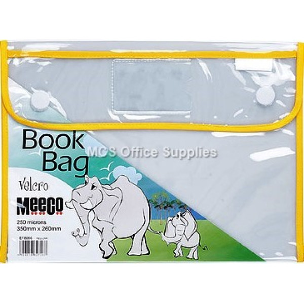 MEECO Book Bag Clear PVC with Velcro Yellow