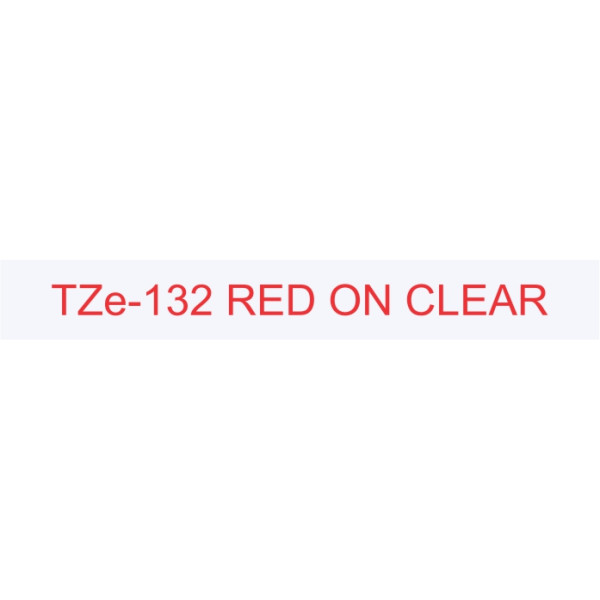 Brother TZe-132 Labelling Tape 12mm Red On Clear Tape Brother TZe-132 Labelling Tape 12mm Red On Clear Tape