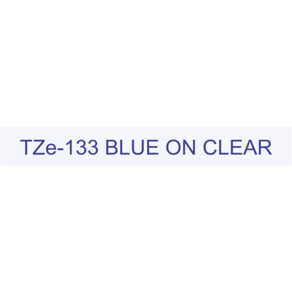 Brother TZe-133 Labelling Tape 12mm Blue On Clear Tape Brother TZe-133 Labelling Tape 12mm Blue On Clear Tape