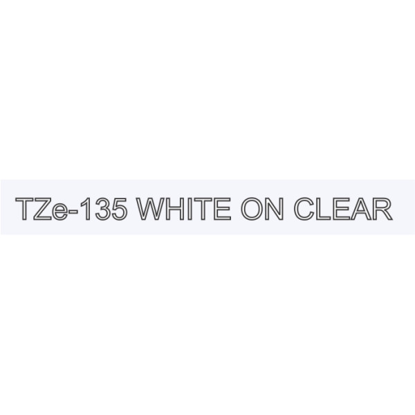 Brother TZe-135 Labelling Tape 12mm White On Clear Tape Brother TZe-135 Labelling Tape 12mm White On Clear Tape