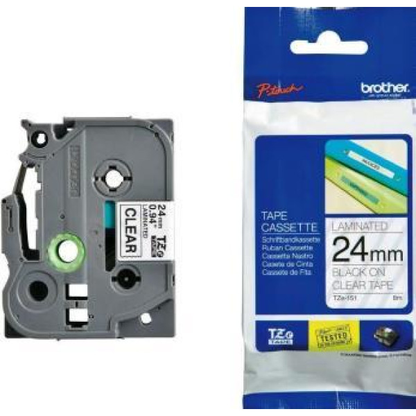 Brother TZe-151 Labelling Tape 24mm Black On Clear Tape Brother TZe-151 Labelling Tape 24mm Black On Clear Tape