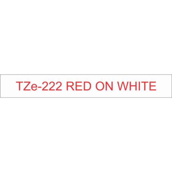 Brother TZe-222 Labelling Tape 9mm Red On White Tape Brother TZe-222 Labelling Tape 9mm Red On White Tape