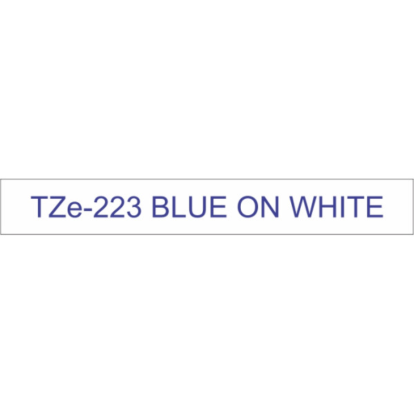 Brother TZe-223 Labelling Tape 9mm Blue On White Tape Brother TZe-223 Labelling Tape 9mm Blue On White Tape
