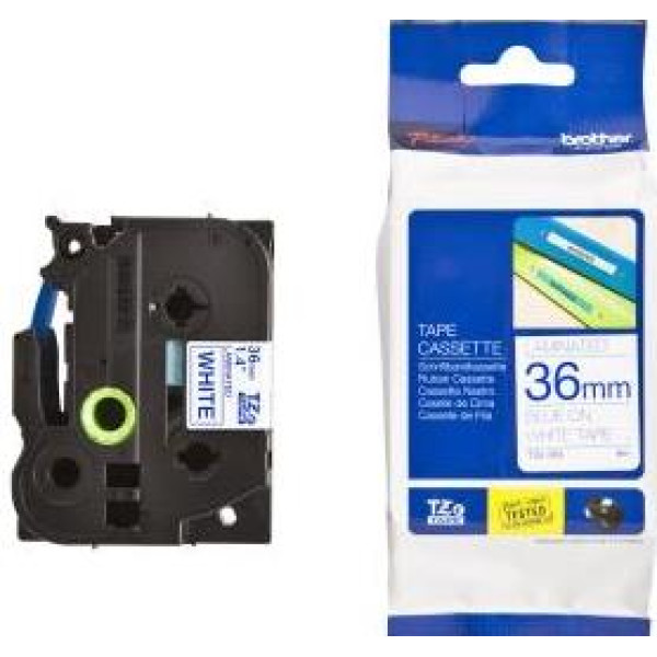 Brother TZe-263 Labelling Tape 36mm Blue On White Tape Brother TZe-263 Labelling Tape 36mm Blue On White Tape