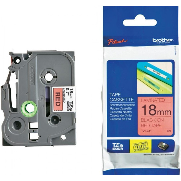 Brother TZe-441 Labelling Tape 18mm Black On Red Tape Brother TZe-441 Labelling Tape 18mm Black On Red Tape