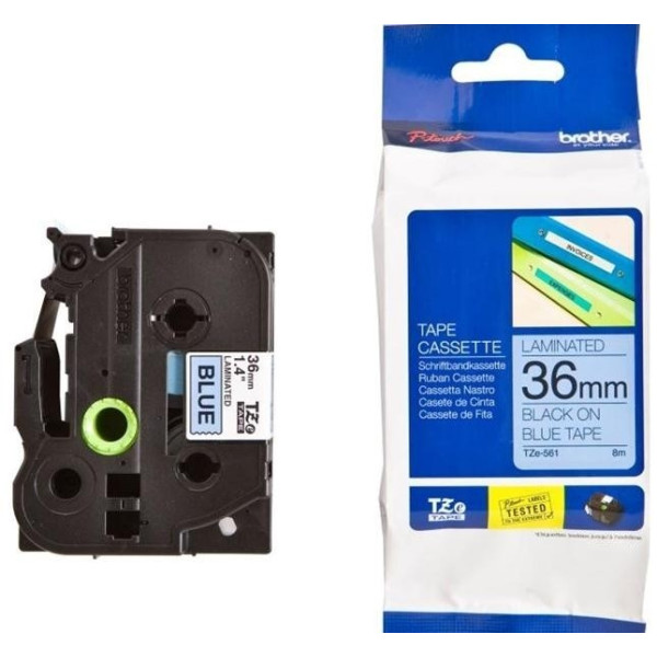 Brother TZe-561 Labelling Tape 36mm Black On Blue Tape