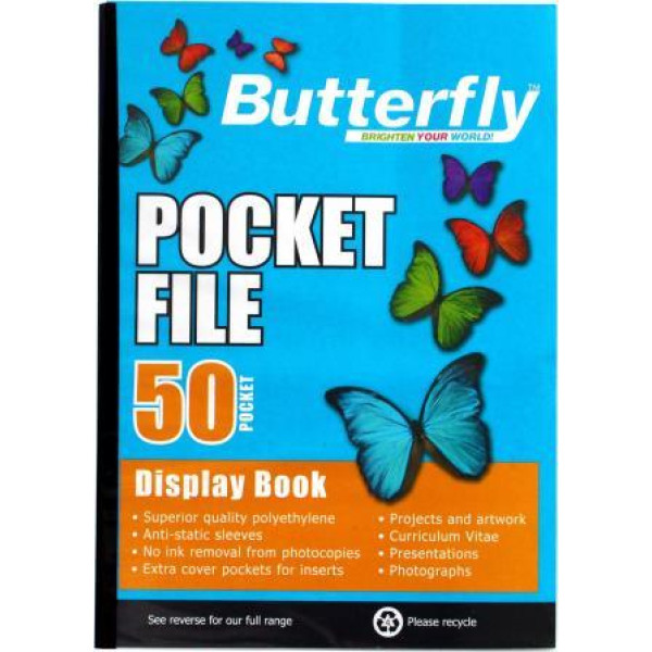 BUTTERFLY A4 Pocket File - 50 Pocket
