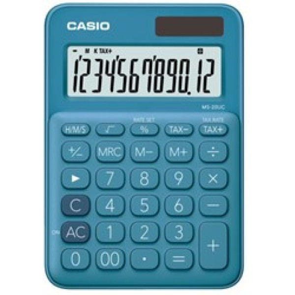 CASIO MS20UC 12-Digit Mini Calculator - Blue CASIO MS20UC 12-Digit Mini Calculator - Blue