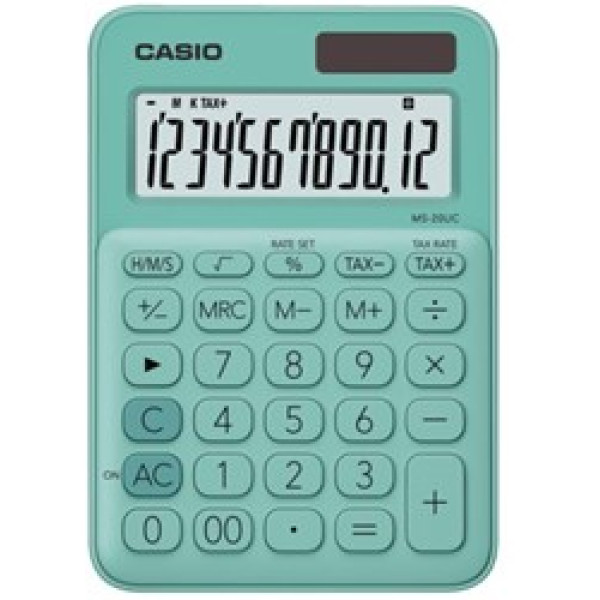 CASIO MS20UC 12-Digit Mini Calculator - Green CASIO MS20UC 12-Digit Mini Calculator - Green