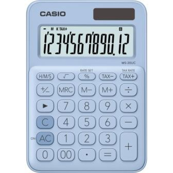 CASIO MS20UC 12-Digit Mini Calculator - Light Blue CASIO MS20UC 12-Digit Mini Calculator - Light Blue