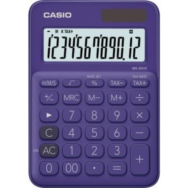 CASIO MS20UC 12-Digit Mini Calculator - Purple CASIO MS20UC 12-Digit Mini Calculator - Purple