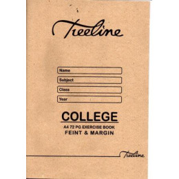 TREELINE A4 College Exercise Book 72 Page Feint and Margin