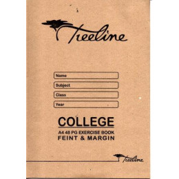 TREELINE A4 College Exercise Book 48 Page Feint and Margin