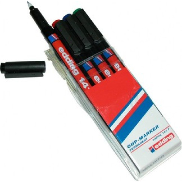 EDDING 141 Fine OHP Permanent Marker - Wallet Of 4