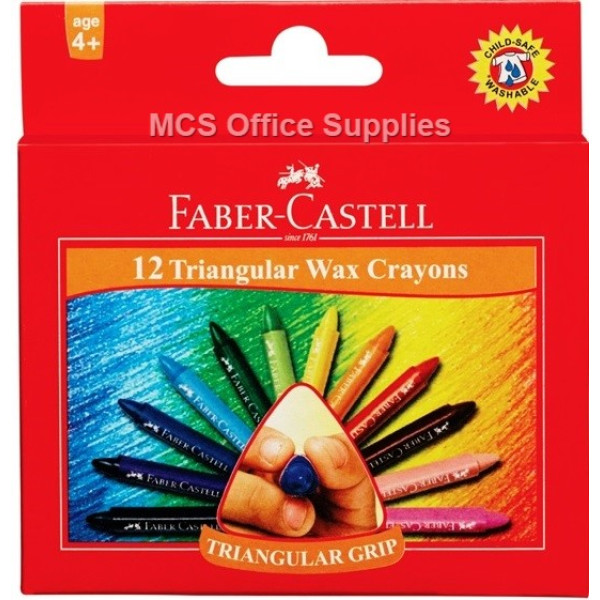 Faber-Castell Triangular Grip Wax Crayons 12s