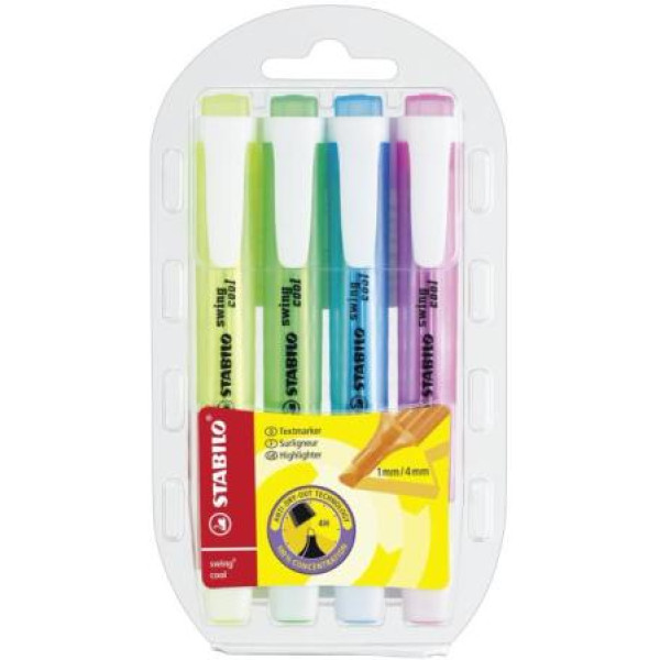 STABILO Swing-Cool Highlighter - Wallet 4 (Assorted)