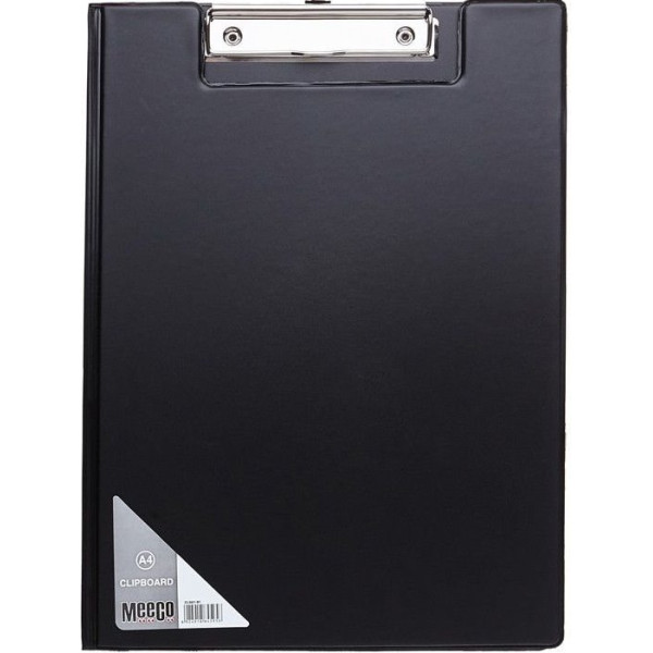 MEECO A4 Clipboard with Flip Cover - BLACK