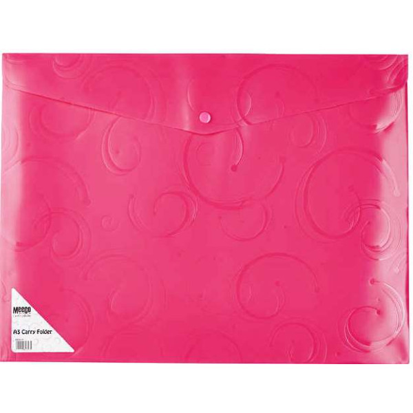 MEECO A3 PVC Carry Folder - Creative Pink