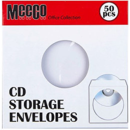 MEECO White CD Paper Sleeves 50pk