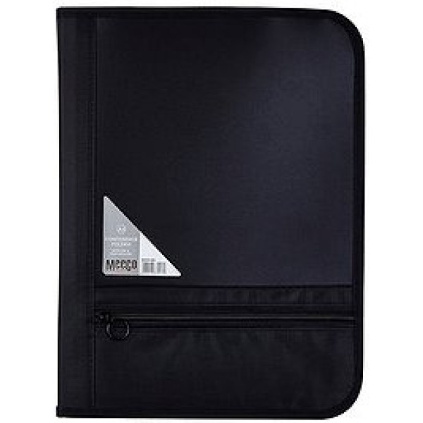 MEECO A4 Conference Folder With Zip - Black