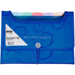 MEECO Expanding File with Window (6 Division) - Blue
