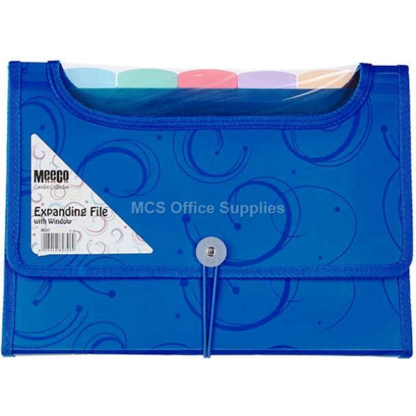 MEECO Expanding File with Window (6 Division) - Blue