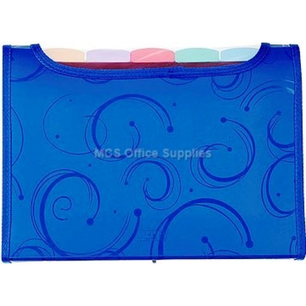 MEECO Expanding File with Window (6 Division) - Blue