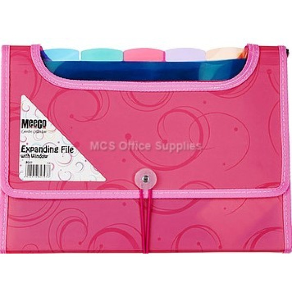 MEECO Expanding File with Window (6 Division) - Pink MEECO Expanding File with Window (6 Division) - Pink