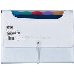 MEECO Expanding File with Window (6 Division) - White