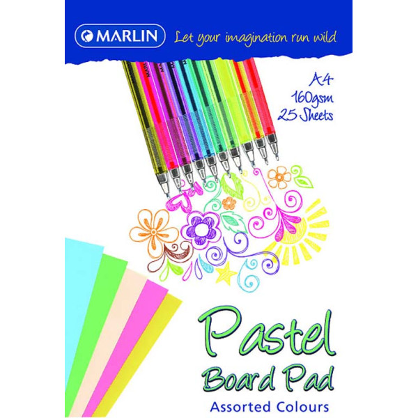 MARLIN A4 Pastel Assorted Board Pad 25 Sheet