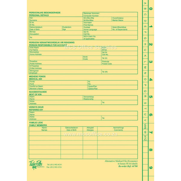 TIDY FILES A4 Executive Alternative Medical File Medium Weight - Pack of 25