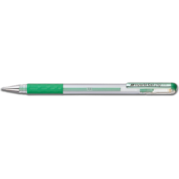 PENTEL Hybrid Gel Grip Roller Pen Green Metallic