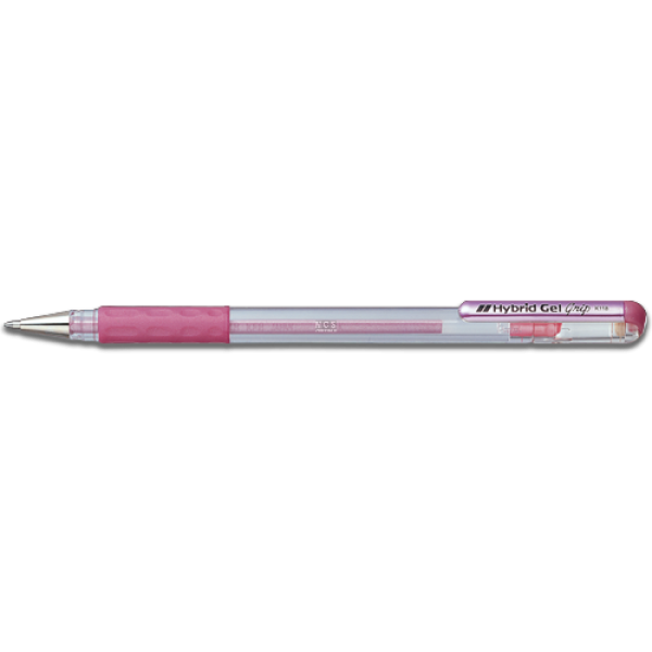 PENTEL Hybrid Gel Grip Roller Pen Pink Metallic