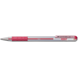 PENTEL Hybrid Gel Grip Roller Pen Red Metallic