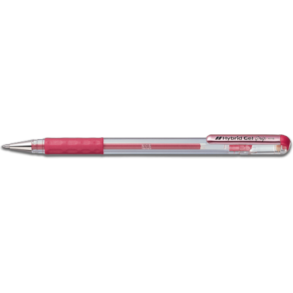 PENTEL Hybrid Gel Grip Roller Pen Red Metallic