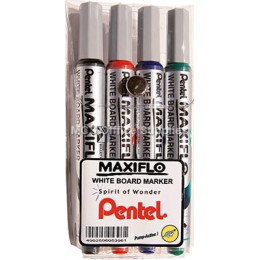 PENTEL Maxiflo Pump-it Whiteboard Marker Bullet Tip Wallet 4