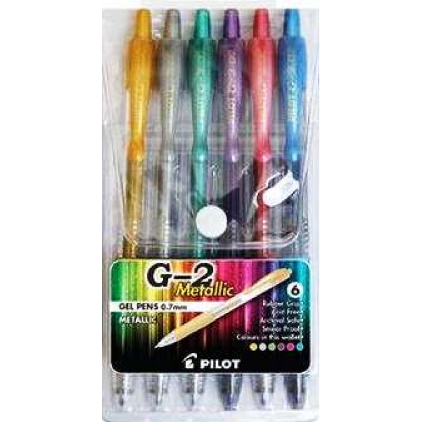 PILOT G2 Retractable Gel Ink Pen Metallic WALLET 6