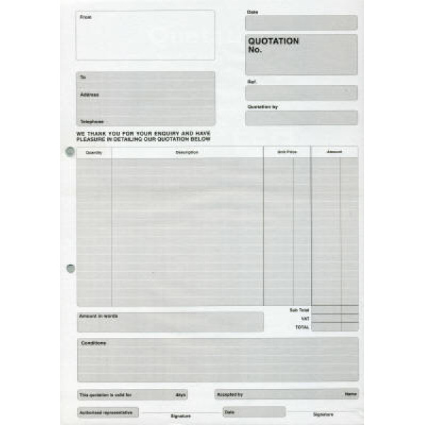 RBE A4 Duplicate Quotation Pad