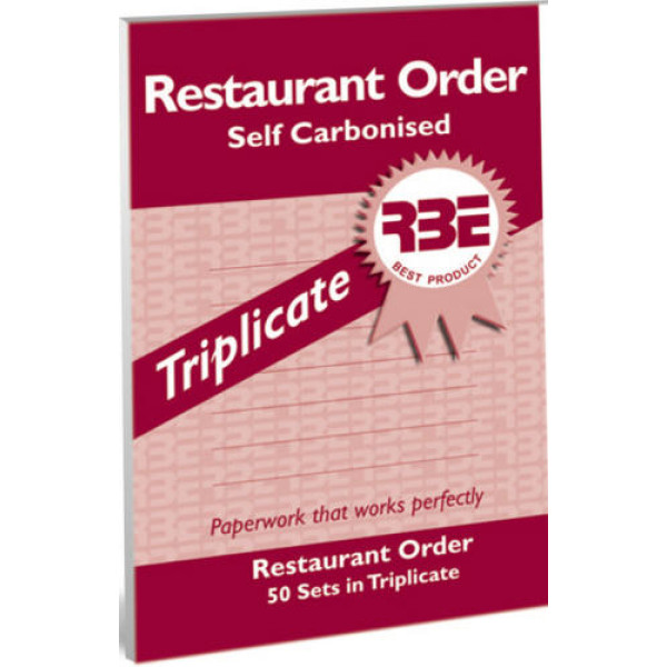 RBE NC Restaurant Order Pad Triplicate A6 - 5 Pack