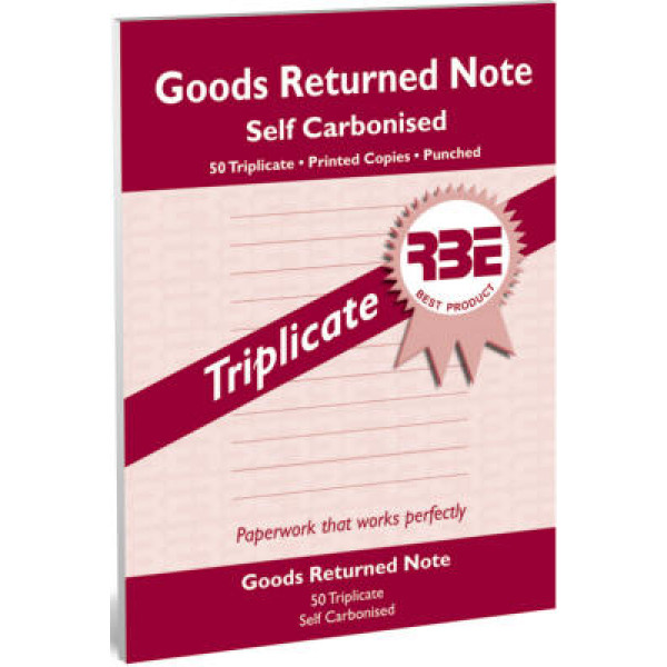 RBE NC A5 Triplicate Goods Returned Note RBE NC A5 Triplicate Goods Returned Note