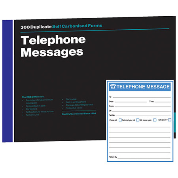 RBE Telephone Message Book - 6 To View NCR - 300 Messages RBE Telephone Message Book - 6 To View NCR - 300 Messages