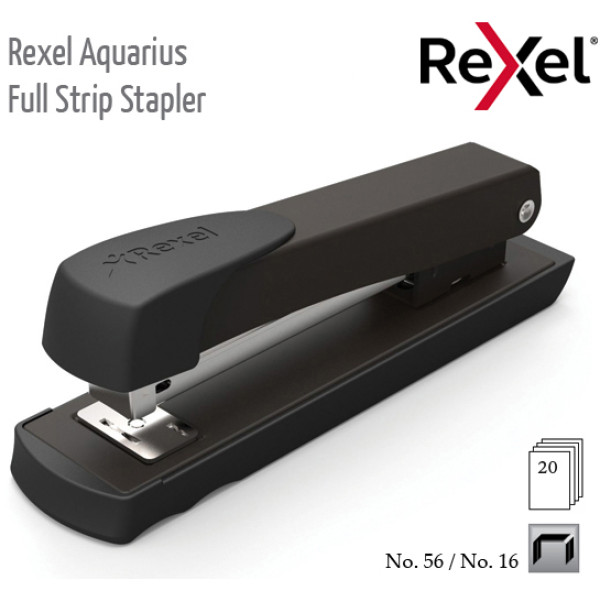 REXEL Aquarius Full Strip Metal Stapler - Black (20 Sheet) REXEL Aquarius Full Strip Metal Stapler - Black (20 Sheet)
