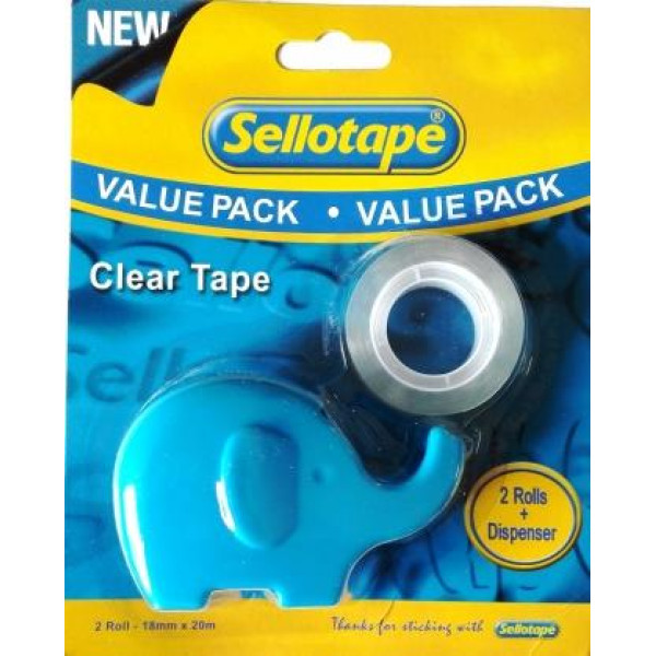 SELLOTAPE x 2 Tape + Elephant Dispenser