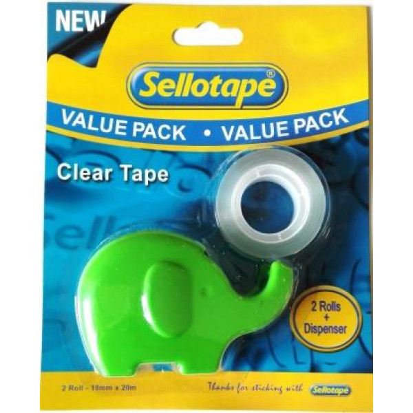 SELLOTAPE x 2 Tape + Elephant Dispenser