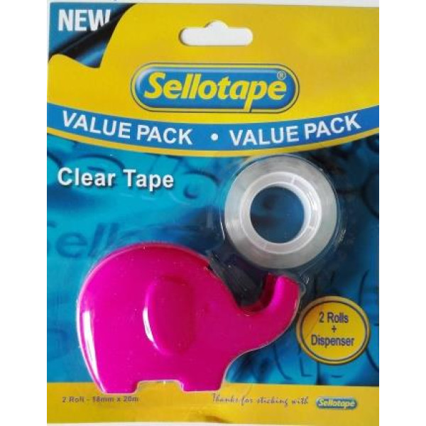 SELLOTAPE x 2 Tape + Elephant Dispenser