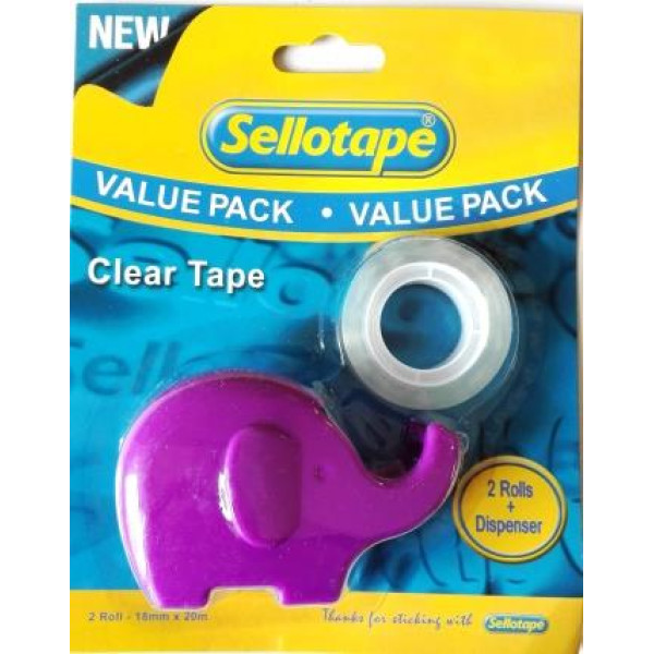 SELLOTAPE x 2 Tape + Elephant Dispenser